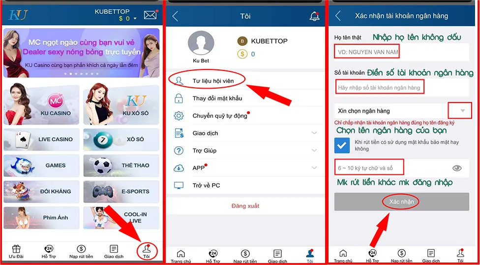 Hướng Dẫn Đăng Ký Kubet Nhanh Chóng | Mở Tài Khoản trong 30s 5 Sau khi tạo tài khoản Kubet, người chơi cần xác thực thông tin ngân hàng chính chủ